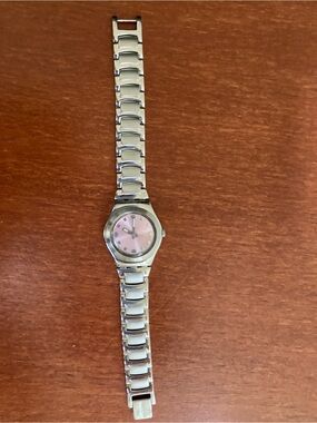 Swatch Stainless Steel Watch with Pink Dial